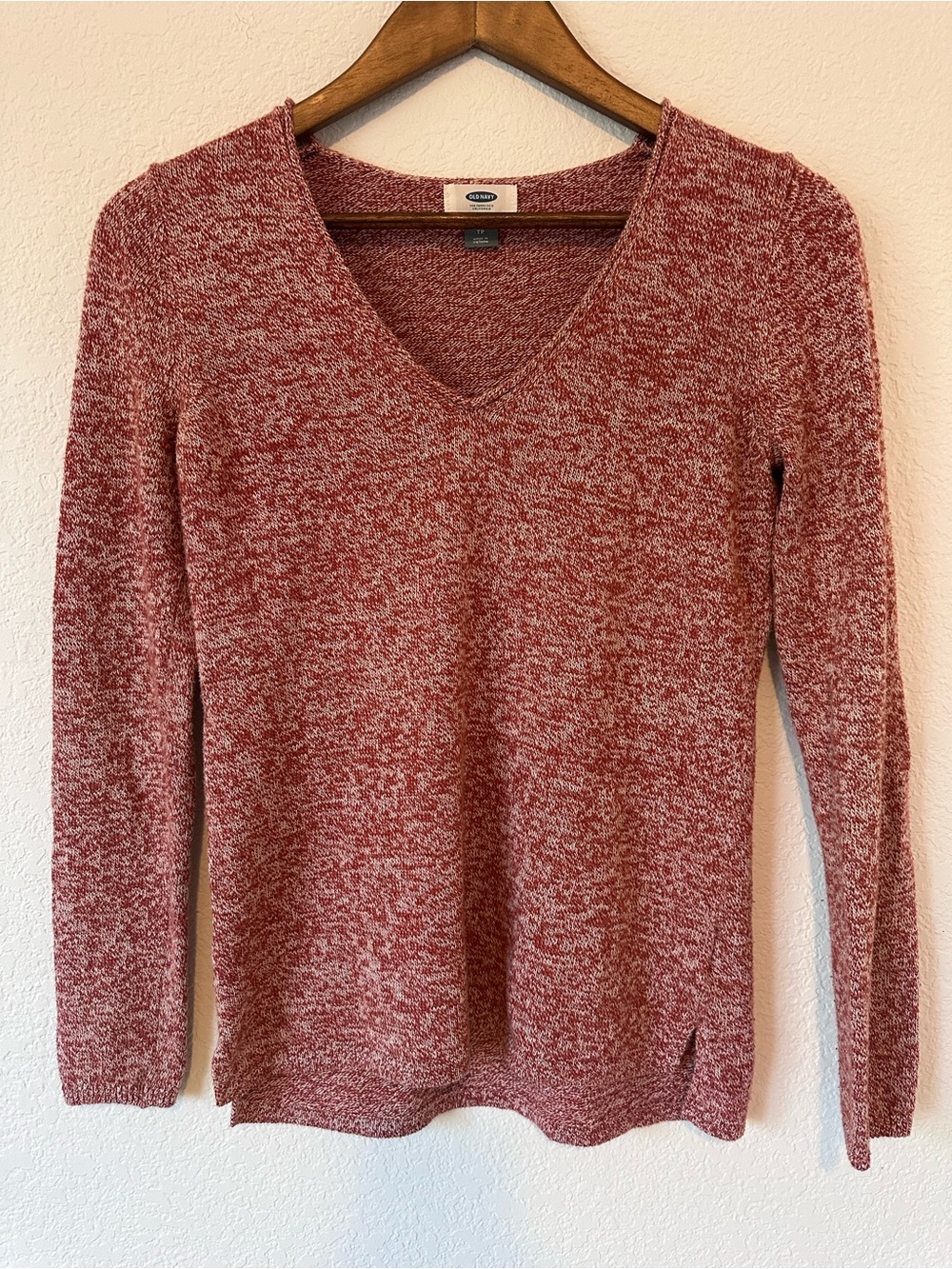 Old Navy Red Marled  V-Neck Sweater
